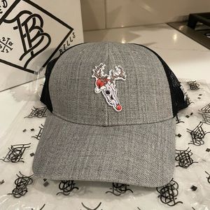 Branded bills curved trucker hat Christmas Santa skull new